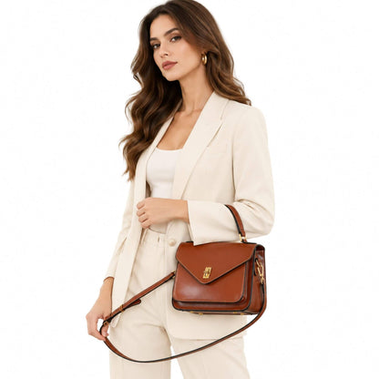 Genuine Leather Satchel Top Handle Bag