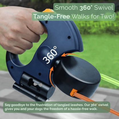 Dual Retractable Dog Leash with LED light