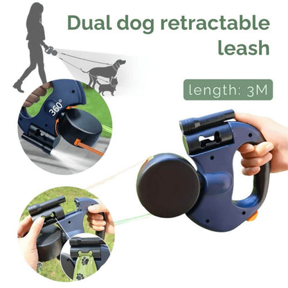 Dual Retractable Dog Leash with LED light