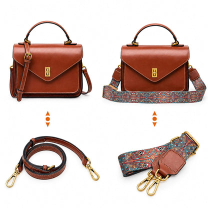 Genuine Leather Satchel Top Handle Bag