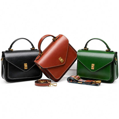 Genuine Leather Satchel Top Handle Bag