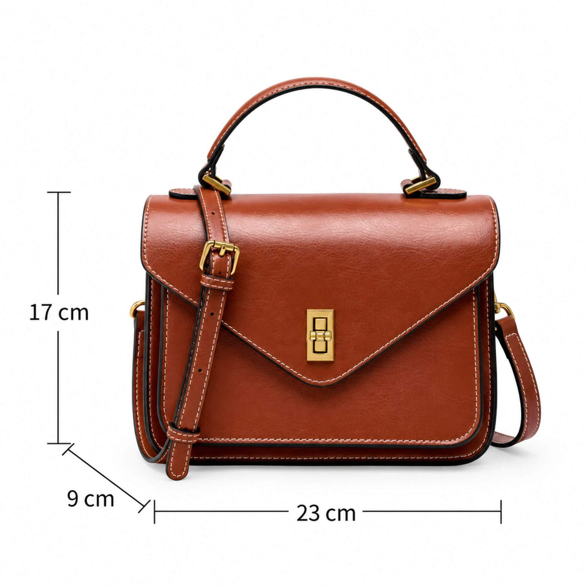 Genuine Leather Satchel Top Handle Bag