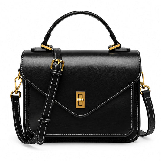 Genuine Leather Satchel Top Handle Bag
