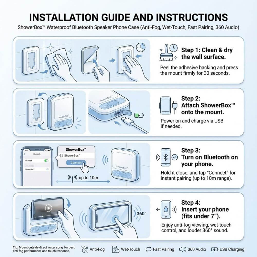 Bluetooth Shower Phone Holder