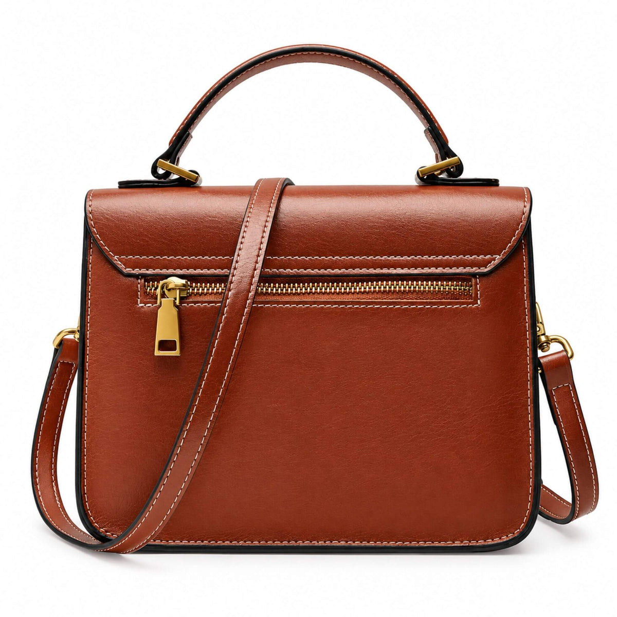 Genuine Leather Satchel Top Handle Bag