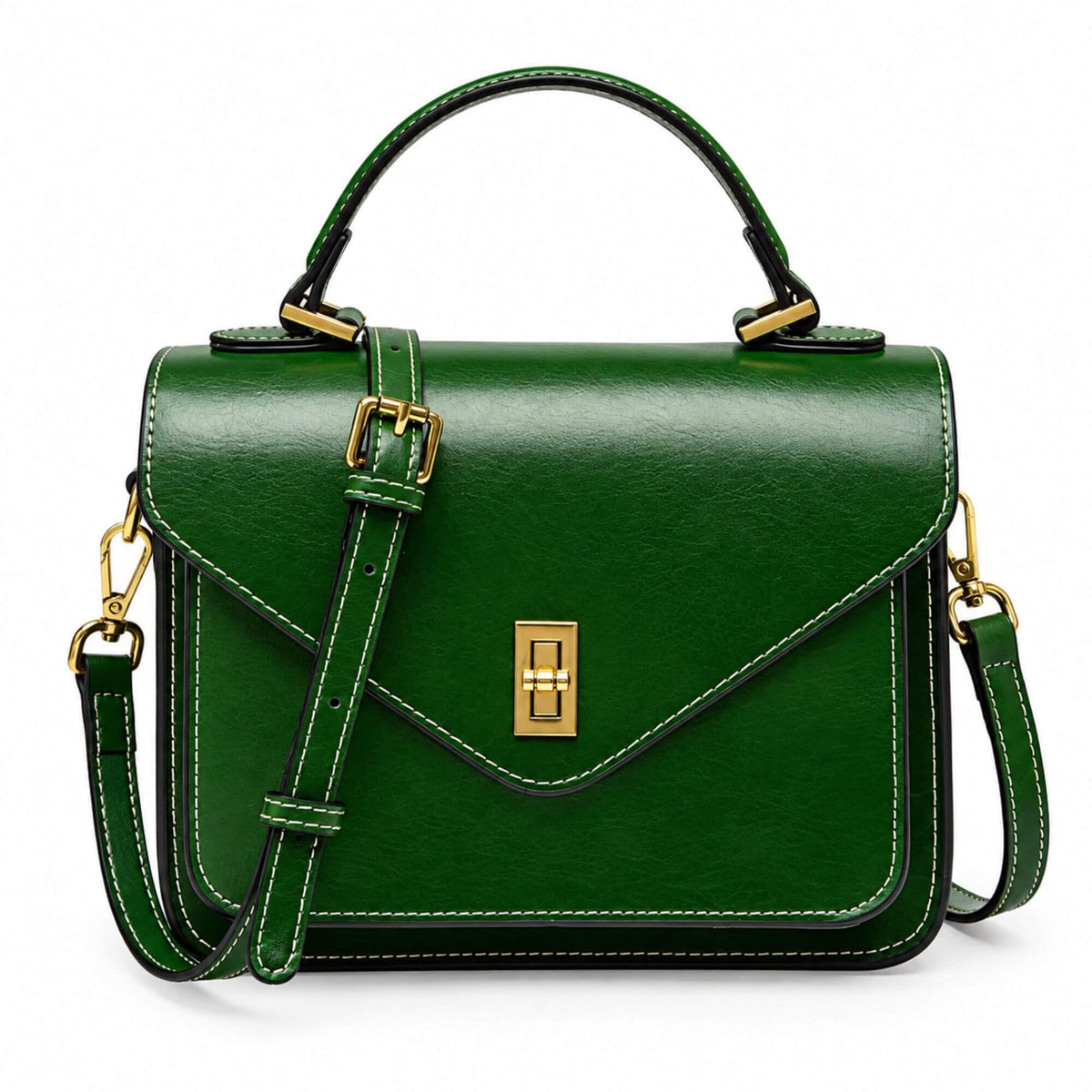 Genuine Leather Satchel Top Handle Bag