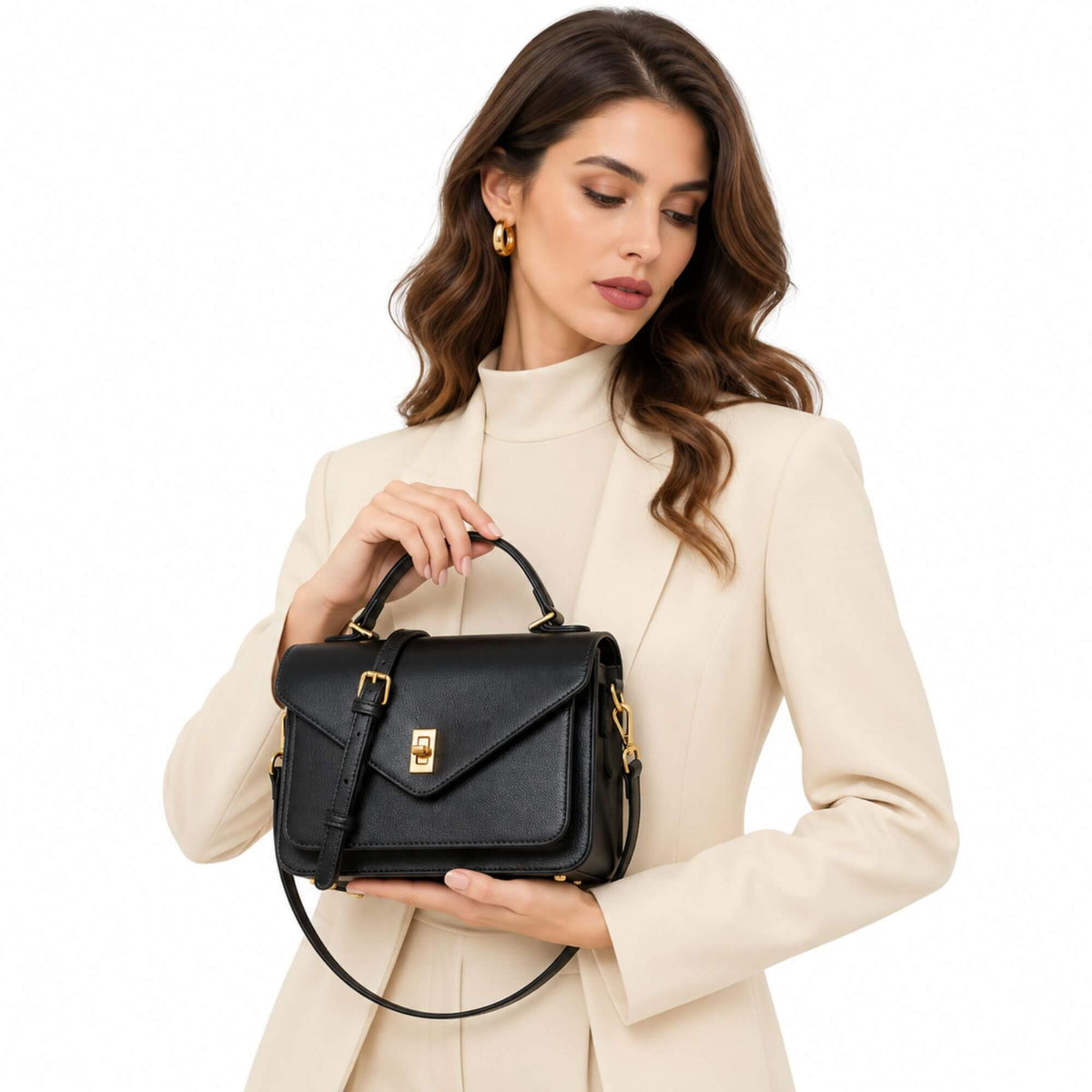 Genuine Leather Satchel Top Handle Bag